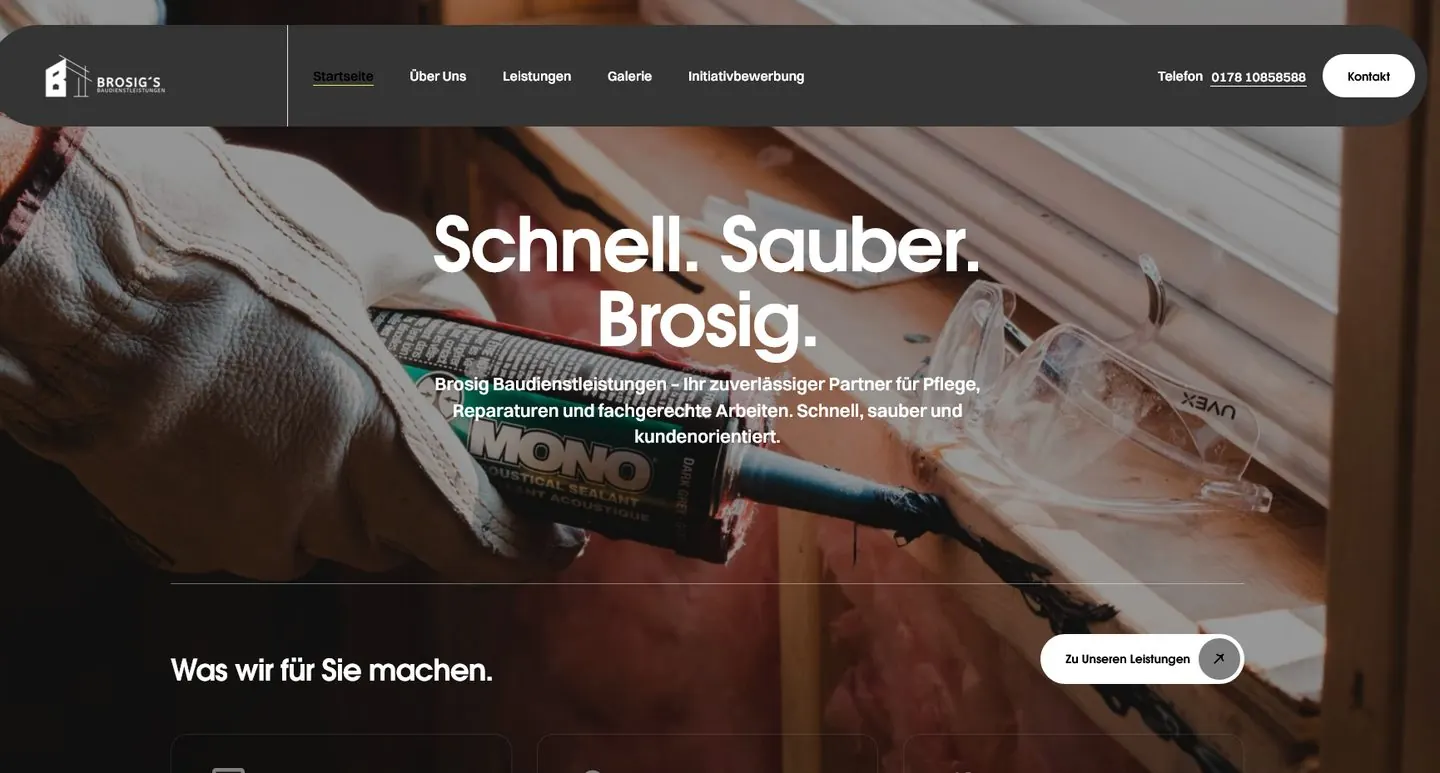 Screenshot der Website brosig-baudienstleistungen.de von Brosig Baudienstleistungen